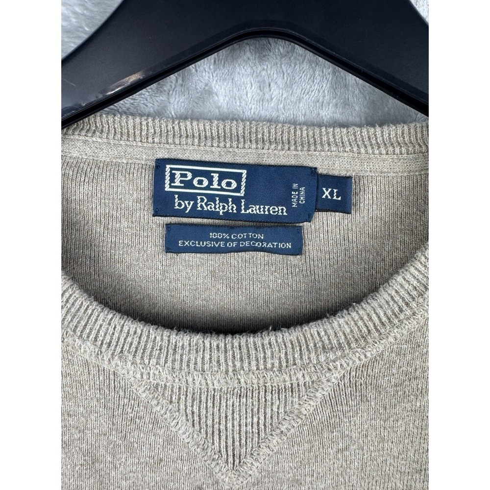 Vintage Polo Ralph Lauren Cream Knit Pullover Sweater Mens XL Cotton Preppy Pony - Picture 5 of 8